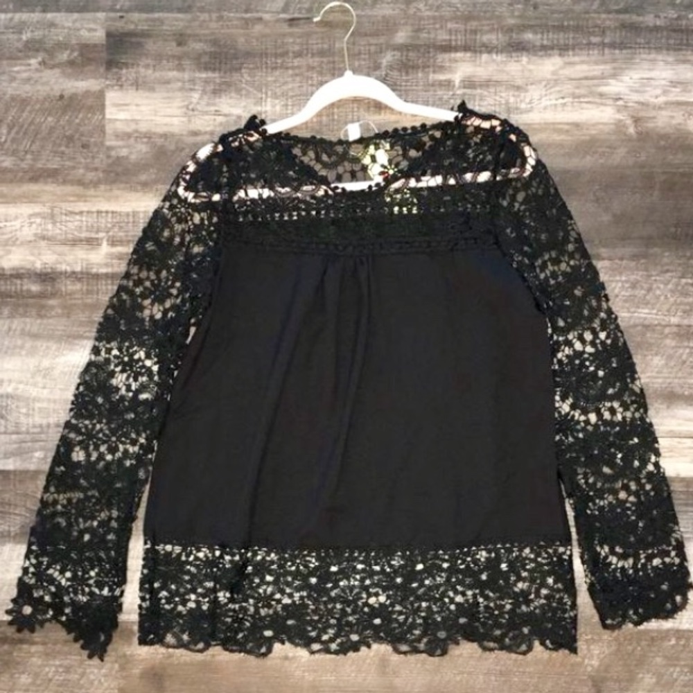 Lace Women’s Top, Black Top, Long Sleeve Blouse